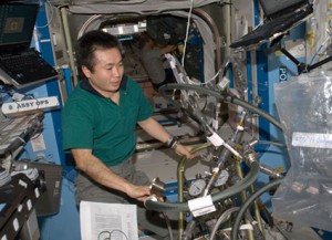 160328main_iss020e013937 Flight Engineer Koichi Wakata works with the Fluid Control Pump Assembly, which is a part of the Internal Thermal Control System in the Destiny laboratory on the International Space Station. Credit: NASA