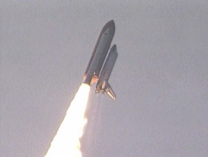 Space shuttle Endeavour launches from Kennedy Space Center, Fla. Credit: NASA TV