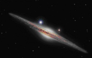 XMM_medium_mass_blackhole_20May09_Heidi_Sagerud_L Illustration of HLX-1 (blue star to the upper left hand side of the galactic bulge)