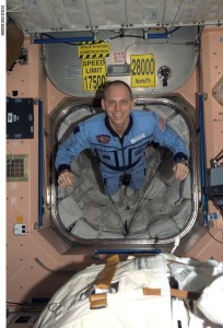 Astronaut Clay Anderson floats through the Unity node of the International Space Station.