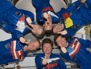 160328main_420x317 Expedition 20 crew members give a "thumbs-up" signal as they pose for an in-flight portrait in the Harmony node of the International Space Station. Image Credit: NASA
