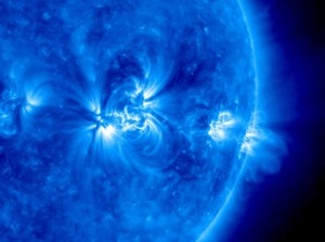 376664main_avalanche_bluearcs_HI This is the sun photographed by an ultraviolet camera onboard NASA's STEREO spacecraft. Solar Dynamics Observatory will expand scenes like this one to IMAX resolution. Credit: NASA/STEREO