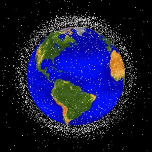 Schematic representation of the distribution of space debris around Earth