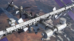 AMS6k3 An artist's concept of the Alpha Magnetic Spectrometer installed on the International Space Station.