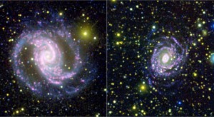 galex20090818-640 Images from NASA's Galaxy Evolution Explorer spacecraft and the Cerro Tololo Inter-American Observatory in Chile.