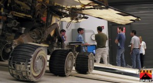 mer20090821-640 Testing at NASA's Jet Propulsion Laboratory in August 2009 is assessing possible maneuvers that the Mars rover Spirit might use for escaping from a patch of soft soil where it is embedded at a Martian site called "Troy".