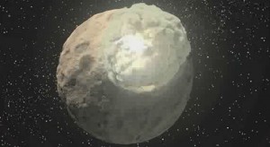 A massive collision between rocky, embryonic planets as big as mountain ranges.