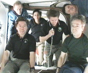 160328main_station_092109 The six Expedition 20 crew members gather before the open hatch of the Japanese H-II Transfer Vehicle to commemorate the arrival Friday of the cargo craft on its maiden voyage to the International Space Station. Credit: NASA TV