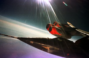 The view from the cockpit of the B-52 carrier aircraft. Image credit: NASA