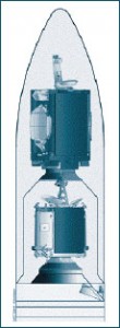This cutaway drawing shows the mission’s payload “stack” with Amazonas 2 and COMSATBw-1.