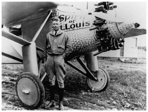 Charles_Lindbergh 31 May 1927 - A portrait of Charles Lindbergh as he stands with his monoplane "Spirit of St. Louis" ten days after his solo flight over the Atlantic Ocean in May 1927. (Image by © Bettmann/CORBIS)
