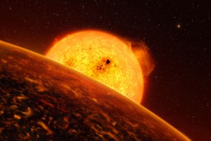 Corot_7B_Artist_view Exoplanet CoRoT-7b is five times heavier than the Earth. Credit:DLR