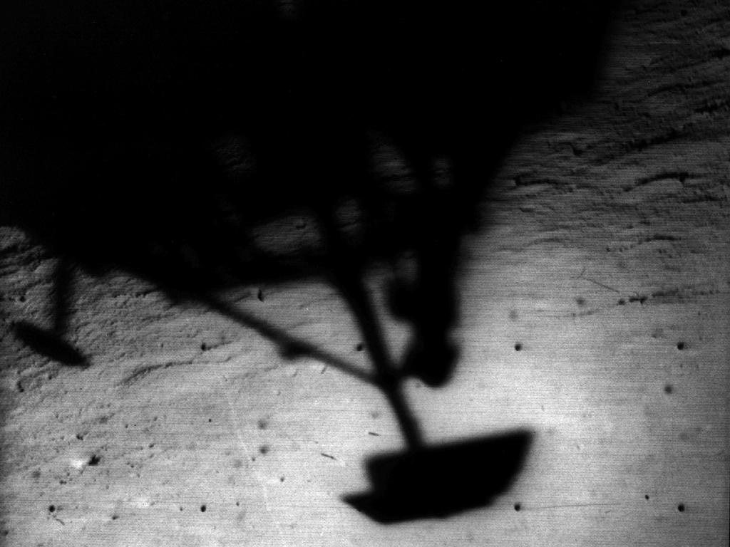 Shadowonthe Moon Surveyor 1 took its own picture on the Moon back in 1966. Credit: NASA