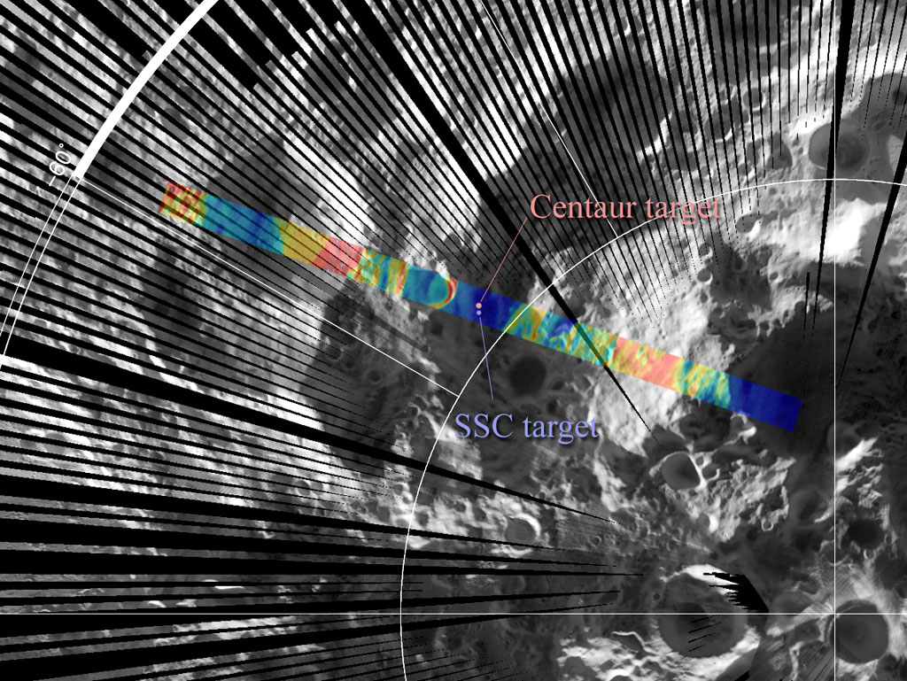 Diviner thermal map of the LCROSS impact sites Credit: NASA/GSFC/UCLA Diviner thermal map of the LCROSS impact sites Credit: NASA/GSFC/UCLA