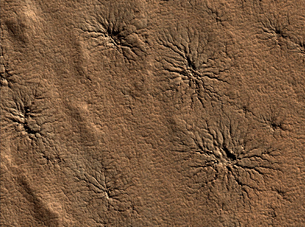 ESP_014413_0930_cut Spider-shaped features in the south polar region of Mars. Credit: NASA/JPL