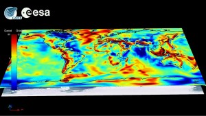 gradient_picture Worldwide gravity gradients from simulations. GOCE is now gathering data such as shown here to map Earth's gravity with unprecedented accuracy and spatial resolution. Credit: ESA