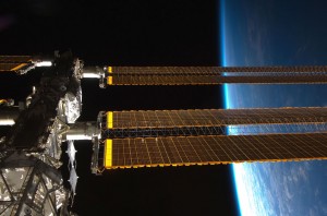 Backdropped by Earth's horizon and the blackness of space, a portion of the International Space Station is featured in this image photographed by a station crew member. Credit: NASA Backdropped by Earth's horizon and the blackness of space, a portion of the International Space Station is featured in this image photographed by a station crew member. Credit: NASA