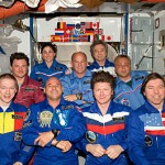 Expedition 20 and 21 crewmembers together on the ISS
