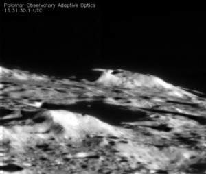 This image was taken by the Palomar Observatory at the time of impact. Credit: Palomar Observatory