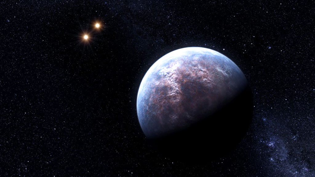 A planet 6 times the mass of Earth orbits around the star Gliese 667 C, which belongs to a triple system. Credit: ESO A planet 6 times the mass of Earth orbits around the star Gliese 667 C, which belongs to a triple system. Credit: ESO