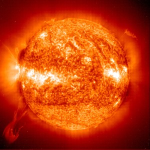 The active sun photographed at EUV wavelengths by the Solar and Heliospheric Observatory in the year 2000. The active sun photographed at EUV wavelengths by the Solar and Heliospheric Observatory in the year 2000.