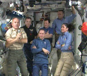 160328main_420x368 Expedition 21 crew members answer questions during an in-flight media event for the U.S. Department of Education. Credit: NASA TV