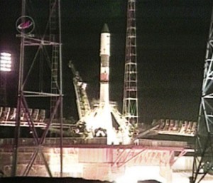 The Soyuz rocket carrying Poisk, Russia's newest module, launches on time from Kazakhstan. Credit: NASA TV The Soyuz rocket carrying Poisk, Russia's newest module, launches on time from Kazakhstan. Credit: NASA TV