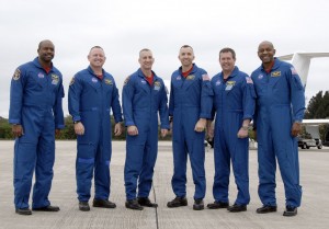 The STS-129 crew pauses for a group portrait at the Shuttle Landing Facility at NASA's Kennedy Space Center in Florida. From left are Mission Specialist Leland Melvin; Pilot Barry E. Wilmore; Commander Charles O. Hobaugh; and Mission Specialists Randy Bresnik, Mike Foreman and Robert L. Satcher Jr. Credit: NASA/Kim Shiflett The STS-129 crew pauses for a group portrait at the Shuttle Landing Facility at NASA's Kennedy Space Center in Florida. From left are Mission Specialist Leland Melvin; Pilot Barry E. Wilmore; Commander Charles O. Hobaugh; and Mission Specialists Randy Bresnik, Mike Foreman and Robert L. Satcher Jr. Credit: NASA/Kim Shiflett