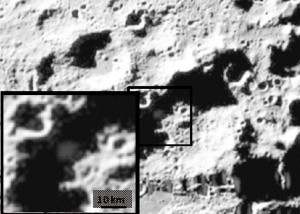The visible camera image showing the ejecta plume at about 20 seconds after impact. Credit: NASA