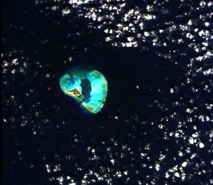 HICO image taken over Midway Island on Tuesday, Oct. 20, 2009. Credit: NASA 