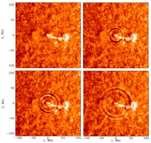 Scientists first spied tsunami-like waves on the surface of the sun in July 1996 with SOHO. Credit: SOHO (ESA & NASA) Scientists first spied tsunami-like waves on the surface of the sun in July 1996 with SOHO. Credit: SOHO (ESA & NASA)