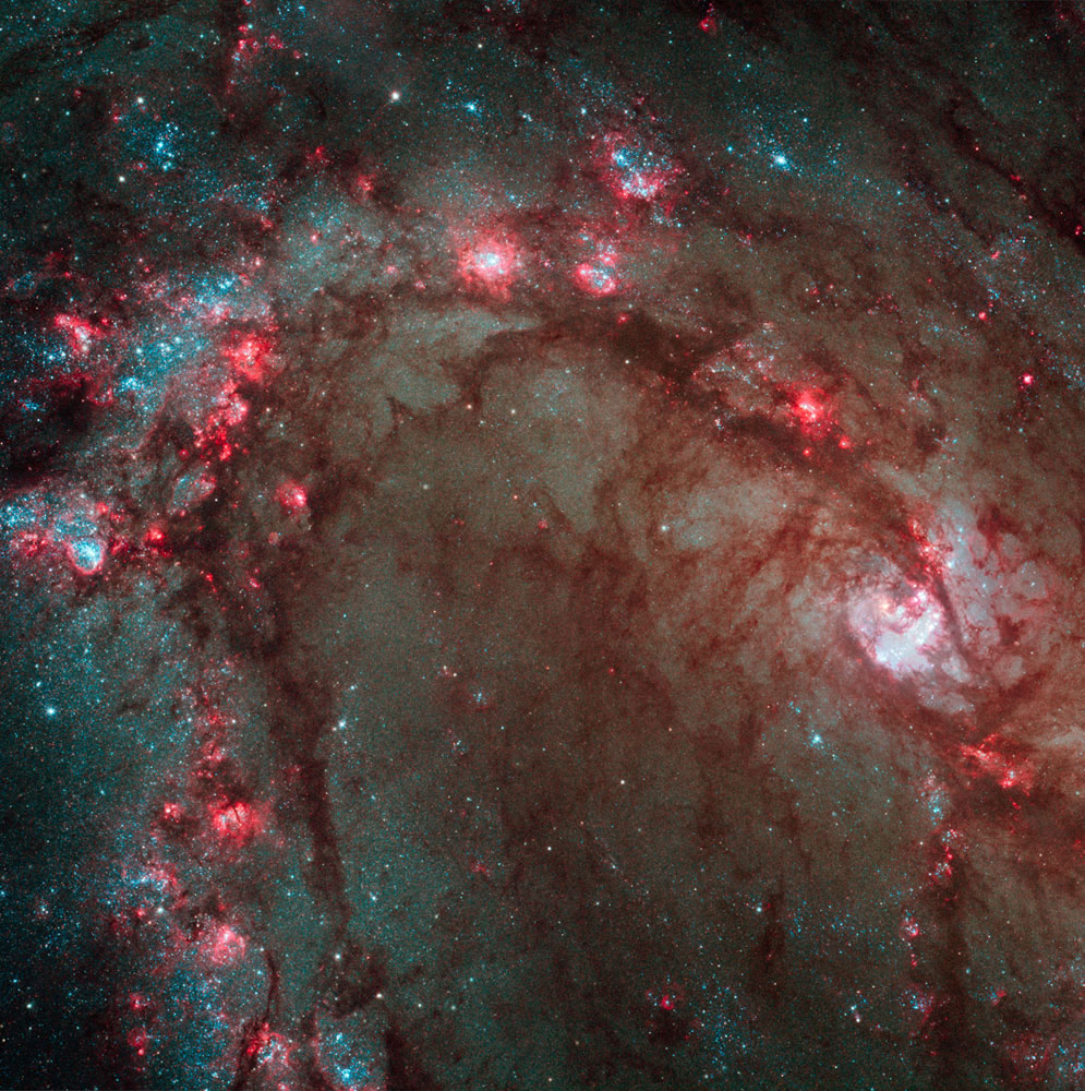 The most detailed view of star birth in the graceful, curving arms of the nearby spiral galaxy M83. Credit: NASA/ESA Hubble Heritage Team The most detailed view of star birth in the graceful, curving arms of the nearby spiral galaxy M83. Credit: NASA/ESA Hubble Heritage Team