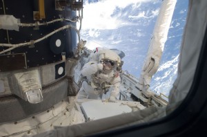 STS-129 Mission Specialist Mike Foreman works in the shuttle's payload bay during the mission's first spacewalk. Credit: NASA STS-129 Mission Specialist Mike Foreman works in the shuttle's payload bay during the mission's first spacewalk. Credit: NASA