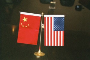 Flags of China and the US Flags of China and the US