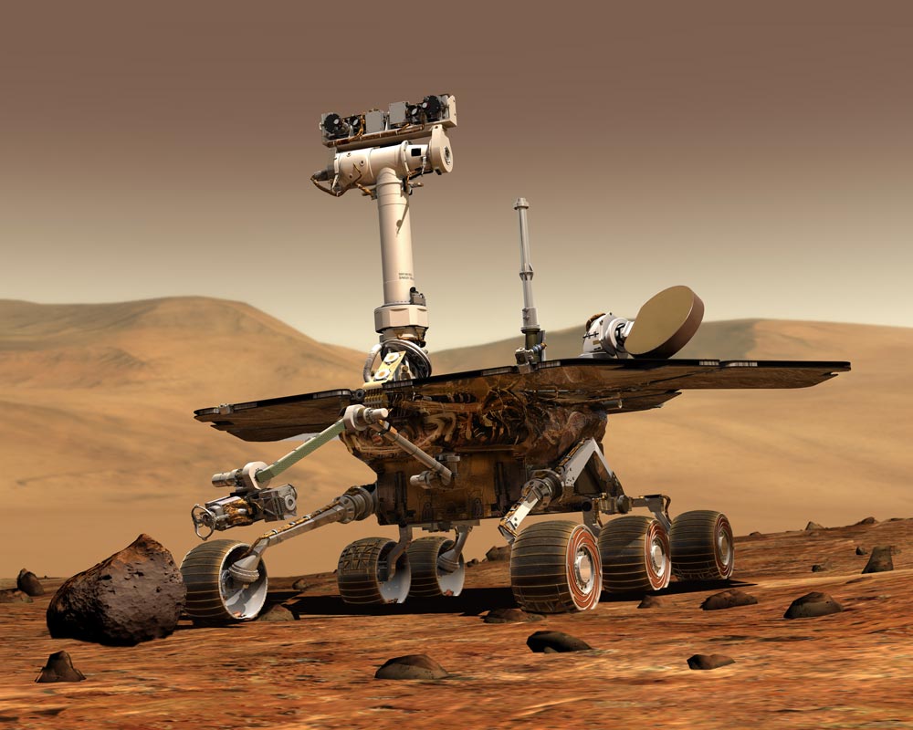 concept portrays a NASA Mars Exploration Rover on the surface of Mars ...