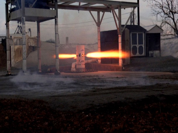 NASA, Alliant Techsystems (ATK) and Lockheed Martin performed a ground test of a full-scale attitude control motor for the launch abort system of the Orion crew exploration vehicle. Credit: ATK NASA, Alliant Techsystems (ATK) and Lockheed Martin performed a ground test of a full-scale attitude control motor for the launch abort system of the Orion crew exploration vehicle. Credit: ATK