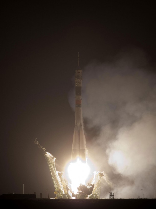 Expedition 22 flight engineers Oleg Kotov, T.J. Creamer and Soichi Noguchi launch aboard the Soyuz TMA-17 spacecraft from the Baikonur Cosmodrome in Kazakhstan. Credit: NASA Expedition 22 flight engineers Oleg Kotov, T.J. Creamer and Soichi Noguchi launch aboard the Soyuz TMA-17 spacecraft from the Baikonur Cosmodrome in Kazakhstan. Credit: NASA