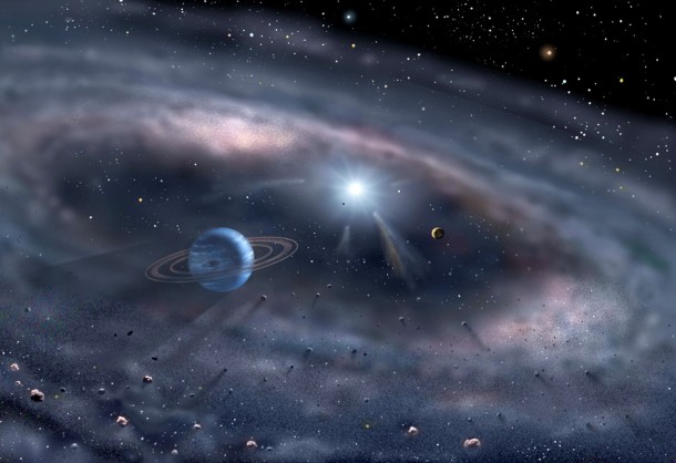 Planets form around a young star in this artist's concept. Using the Keck Interferometer in Hawaii, astronomers have probed the structure of a dust disk around MWC 419 to within 50 million miles of the star. Credit: David A. Planets form around a young star in this artist's concept. Using the Keck Interferometer in Hawaii, astronomers have probed the structure of a dust disk around MWC 419 to within 50 million miles of the star. Credit: David A.