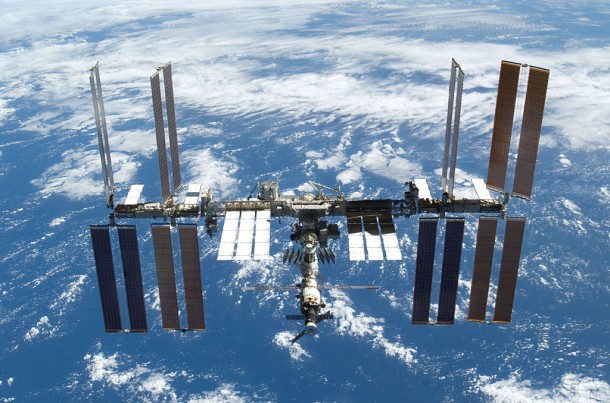 This is one of a series of images featuring the International Space Station photographed soon after the space shuttle Atlantis and the station began their post-undocking relative separation. Some scenes in the series show parts of the Mediterranean Sea and Africa and Spain in the background. Credit: NASA This is one of a series of images featuring the International Space Station photographed soon after the space shuttle Atlantis and the station began their post-undocking relative separation. Some scenes in the series show parts of the Mediterranean Sea and Africa and Spain in the background. Credit: NASA