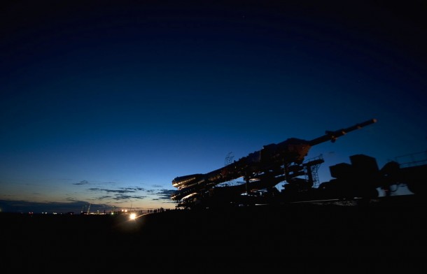 Soyuz Rolls to the Pad. Credit: NASA/Bill Ingalls