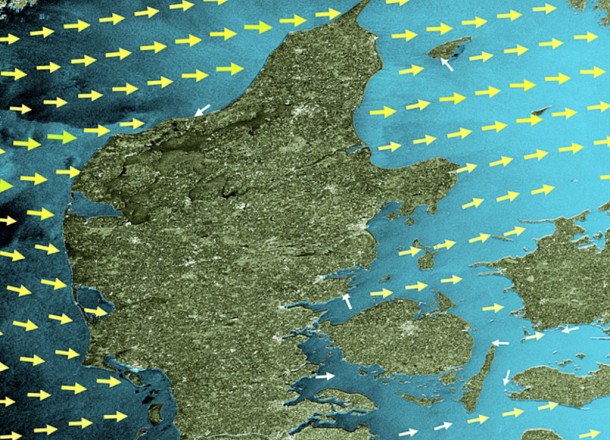 This Envisat image shows the wind fields over the North Sea around Denmark and northern Germany. Credit: ESA This Envisat image shows the wind fields over the North Sea around Denmark and northern Germany. Credit: ESA