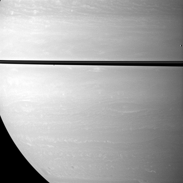 Saturn's Moons Mimas and Janus by the Cassini spacecraft. Credit: NASA Saturn's Moons Mimas and Janus by the Cassini spacecraft. Credit: NASA