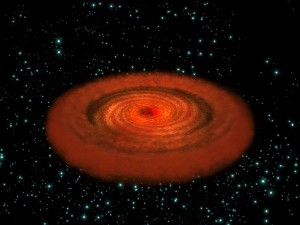 Illustration of a supermassive black hole at the centre of a galaxy. Credits: ESA