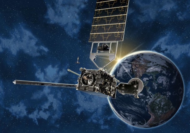 Artist impression of the GOES-R Satellite in orbit. Credit: Lockheed Martin
