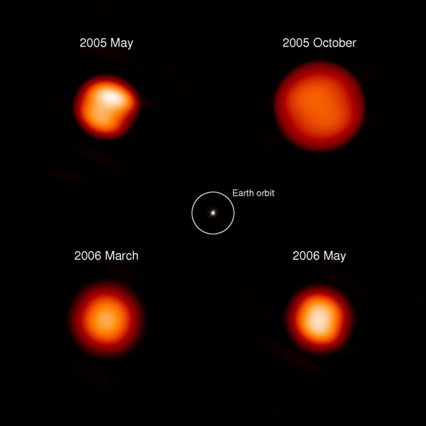 Chi Cygni changes brightness dramatically and regularly every 408 days due to in-and-out pulsations. Credit: Sylvestre Lacour, Observatoire de Paris Chi Cygni changes brightness dramatically and regularly every 408 days due to in-and-out pulsations. Credit: Sylvestre Lacour, Observatoire de Paris