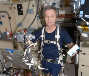 Bob Thirsk (Canadian Space Agency) exercises with the Glenn Harness aboard the International Space Station during ISS Expedition 20/21. Image Credit: NASA Bob Thirsk (Canadian Space Agency) exercises with the Glenn Harness aboard the International Space Station during ISS Expedition 20/21. Image Credit: NASA