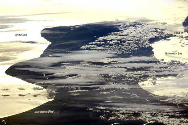 Cloud Formations and Sunglint, Italy. Credit: NASA
