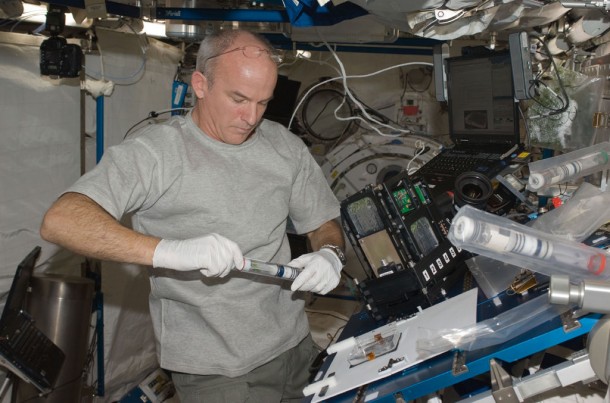 Expedition 22 Commander Jeff Williams conducts a daily status check of the Advanced Plant Experiments on Orbit (APEX) experiment in the Kibo laboratory of the International Space Station. Photo credit: NASA Expedition 22 Commander Jeff Williams conducts a daily status check of the Advanced Plant Experiments on Orbit (APEX) experiment in the Kibo laboratory of the International Space Station. Photo credit: NASA