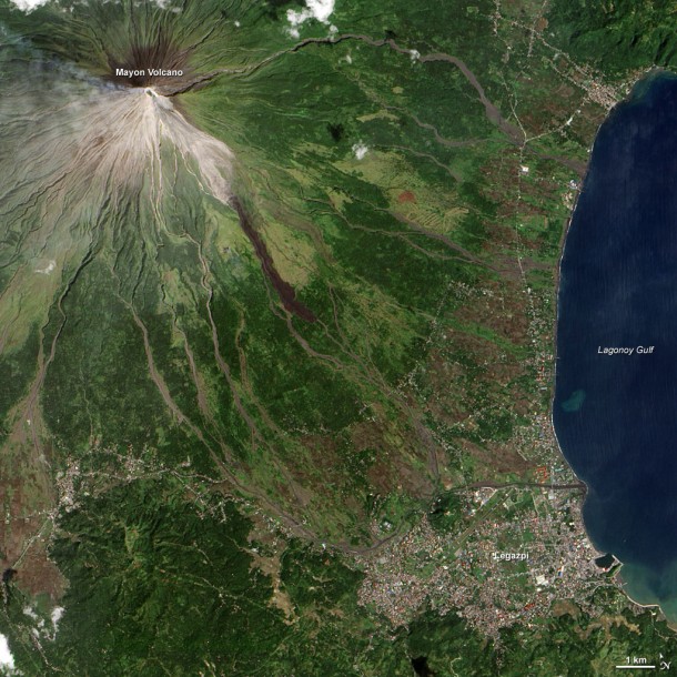 Mayon Volcano in the Philippines Threatens Major Eruption. Credit: NASA Mayon Volcano in the Philippines Threatens Major Eruption. Credit: NASA