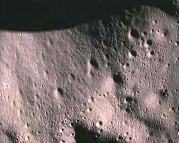 Image from the Moon Impact Probe of the lunar surface. Credit: ISRO Image from the Moon Impact Probe of the lunar surface. Credit: ISRO
